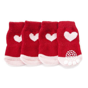 4pcs/set Small Dog Cat Shoes knitting Socks Spring Autumn Winter Pet Boots Outdoor Warm Non-Slip Shoes For dogs