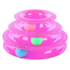 Trilaminar Pet Toys Cat Track Ball Dish Funny Disk Interactive Amusement Plate Cat Toy Game Play Disc Turntable Toy Cat Supplies