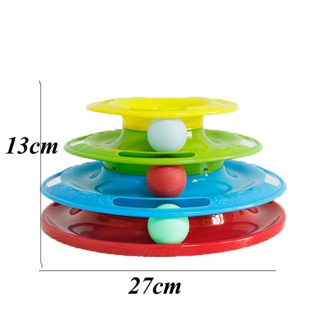 Trilaminar Pet Toys Cat Track Ball Dish Funny Disk Interactive Amusement Plate Cat Toy Game Play Disc Turntable Toy Cat Supplies