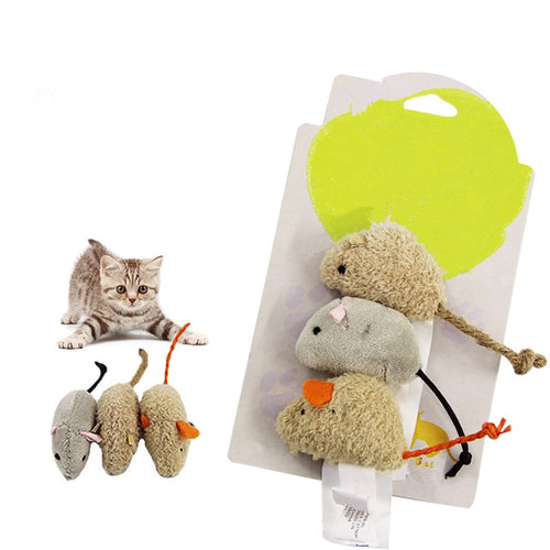 3pcs/set New Cat Toy Mouse Long Tail Fur Mice Toys Cat Products Randomly