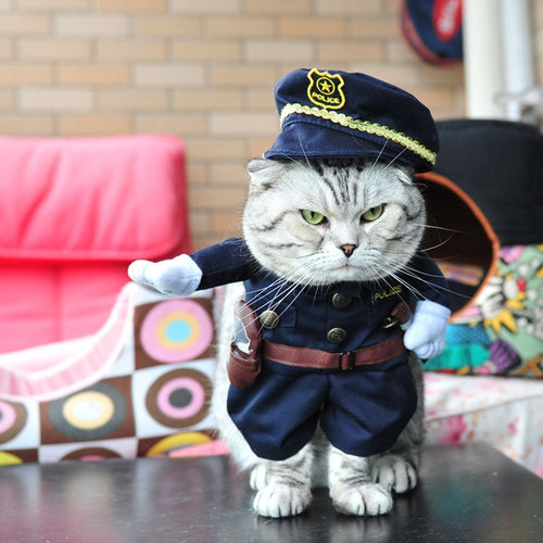 8 Patterns Funny Halloween Cat Costume Nurse Police Doctor Cosplay Suits For Small Cats Dogs Chihuahua Pet Puppy Uniform Clothes