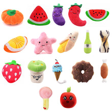Load image into Gallery viewer, Pet Toys Funny Cartoon Cute Fruit Bite Resistant Plush Squeaky Toy Pet Chew Toy For Cats Pet Interactive Supplies Pet Partner