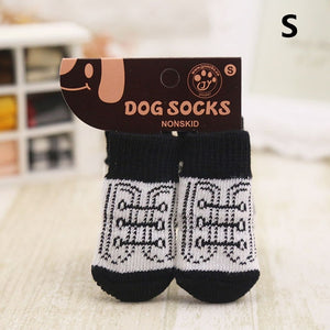 4 Pcs Pet Dog Socks Non-Slip Soft Warm Breathable Elasticity for Autumn Winter XHC88