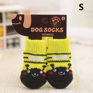 4 Pcs Pet Dog Socks Non-Slip Soft Warm Breathable Elasticity for Autumn Winter XHC88