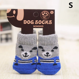 4 Pcs Pet Dog Socks Non-Slip Soft Warm Breathable Elasticity for Autumn Winter XHC88