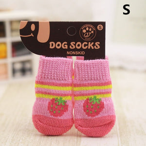 4 Pcs Pet Dog Socks Non-Slip Soft Warm Breathable Elasticity for Autumn Winter XHC88