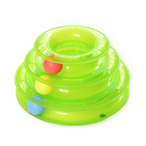 3 Layers Crazy Ball Disk Cat Toys Anti-slip Interactive Amusement Plate Triple Turntable Play Disc Small Pet Toy For Kitten Cats