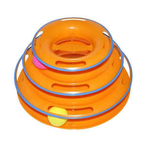 3 Layers Crazy Ball Disk Cat Toys Anti-slip Interactive Amusement Plate Triple Turntable Play Disc Small Pet Toy For Kitten Cats