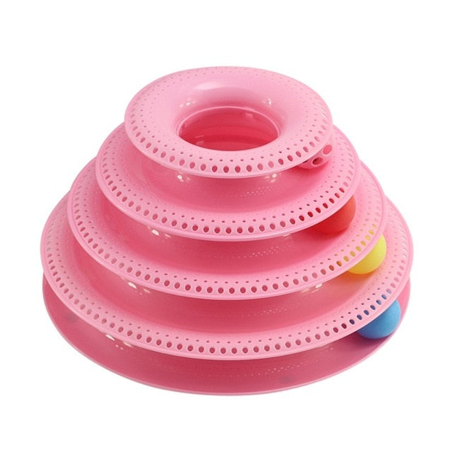 3 Layers Crazy Ball Disk Cat Toys Anti-slip Interactive Amusement Plate Triple Turntable Play Disc Small Pet Toy For Kitten Cats