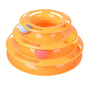 3 Layers Crazy Ball Disk Cat Toys Anti-slip Interactive Amusement Plate Triple Turntable Play Disc Small Pet Toy For Kitten Cats