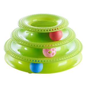 3 Layers Crazy Ball Disk Cat Toys Anti-slip Interactive Amusement Plate Triple Turntable Play Disc Small Pet Toy For Kitten Cats