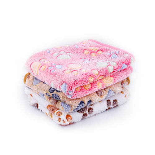 3 Colors  40x60cm 75x50cm  Cute Floral Pet Sleep Warm Paw Print towl Dog Cat Puppy Fleece Soft Dog Blanket Pet Dog Beds Mat