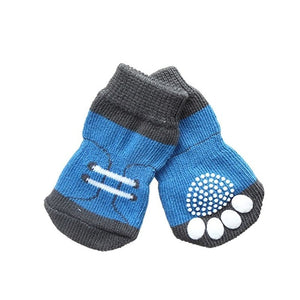 Anti-slip Cotton Knit Socks Skid Bottom Pet Small Dog Puppy Warm Soft Socks 4Pcs/set Socks Shoes