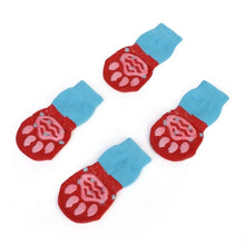 Load image into Gallery viewer, 4 pcs/set Indoor Pet Dog Socks Soft Quality Cotton Warm Antiskid Paws Dirts Away Easy Washing Dog Cat Shoe Socks