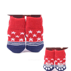 Lovely Pet Socks Antiskid Teddy Dog Socks Panda 4Pcs Pet Knits Socks Anti Slip Skid Bottom