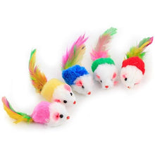 Load image into Gallery viewer, 1pc Cat Feather Toy Cat Stick Feather Wand With Small Bell Mouse Cage Toys Plastic Artificial Colorful Cat Teaser Toy Cat Balls