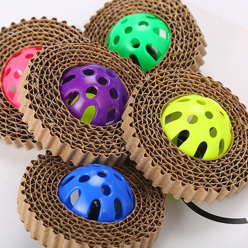 Funny Pet Cat Scratch Board Cat Toy Corrugated Paper Cat Claw Board With Plastic Bell Ball Wholesale