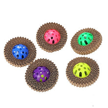 Load image into Gallery viewer, Funny Pet Cat Scratch Board Cat Toy Corrugated Paper Cat Claw Board With Plastic Bell Ball Wholesale