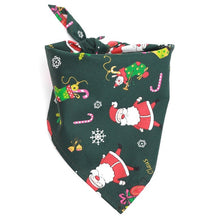 Load image into Gallery viewer, Christmas Pet Bandana Santa Pattern Red Green Scarf Dog Bandana Cat Collar Bib GQ999