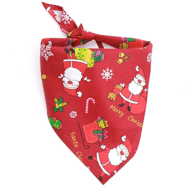 Christmas Pet Bandana Santa Pattern Red Green Scarf Dog Bandana Cat Collar Bib GQ999